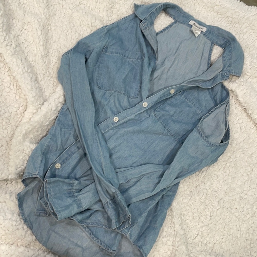 cold shoulder jean button up.